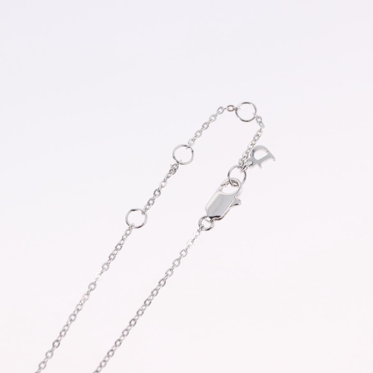 Christian Dior Ribbon Necklace Metal Silver Pink Auth am12310M