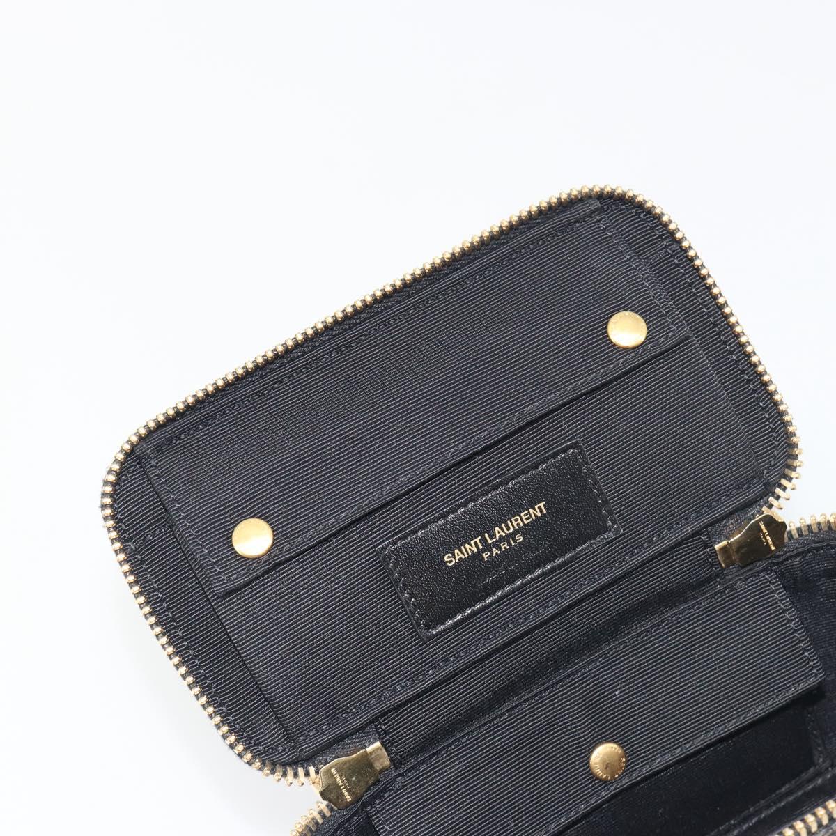 SAINT LAURENT Jewelry Case Accessory Case Canvas Brown Gold 344043 Auth am12314M