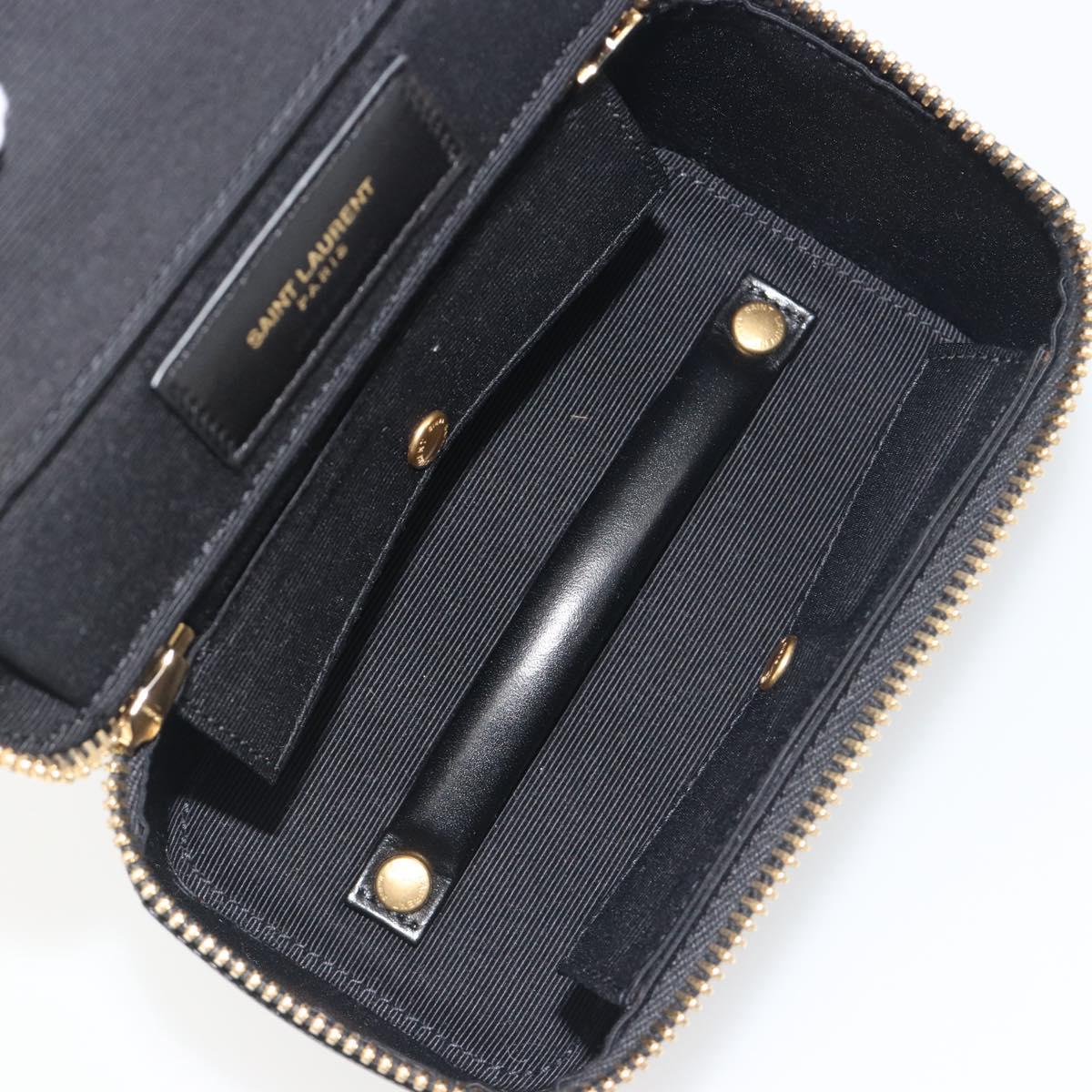 SAINT LAURENT Jewelry Case Accessory Case Canvas Brown Gold 344043 Auth am12314M