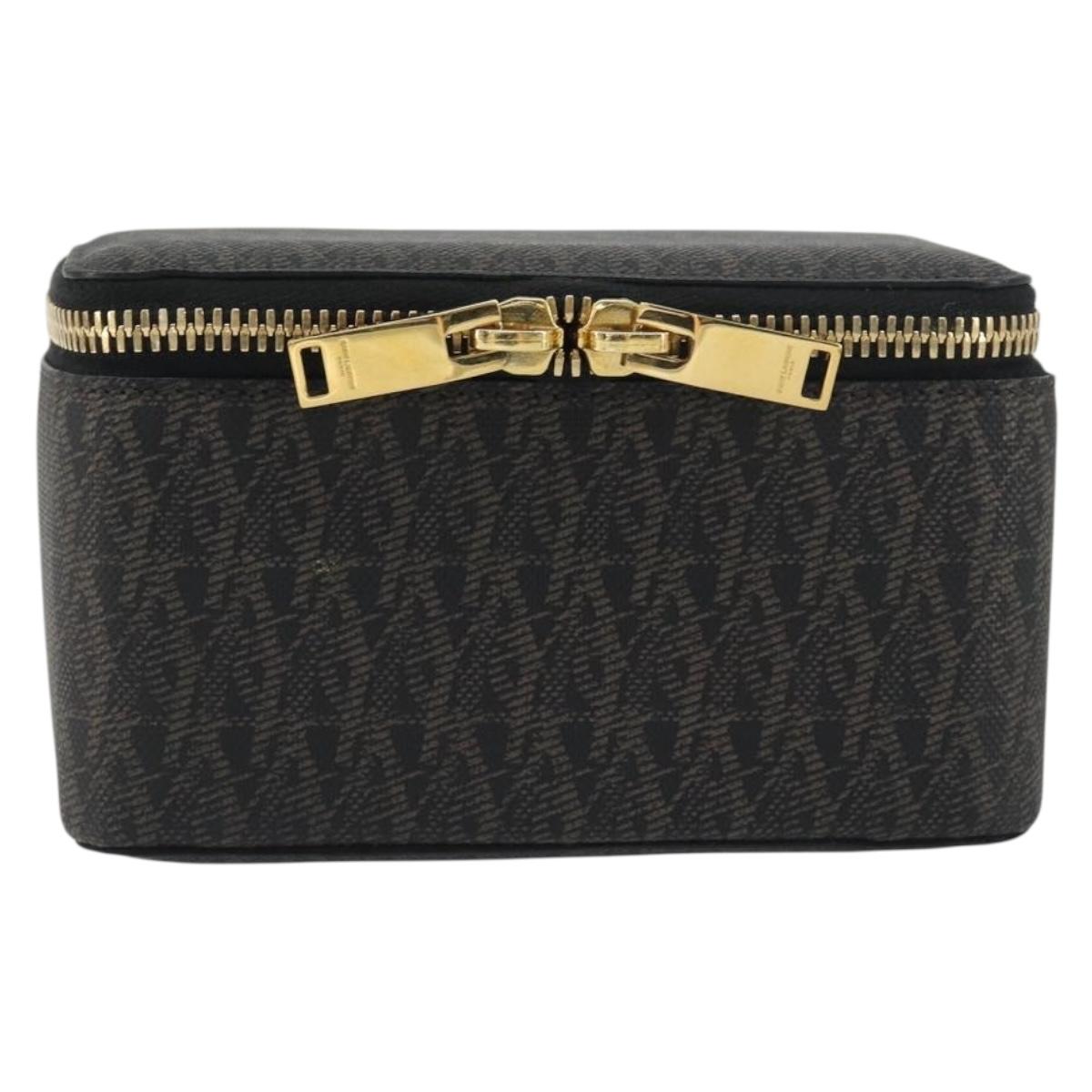 SAINT LAURENT Jewelry Case Accessory Case Canvas Brown Gold 344043 Auth am12314M