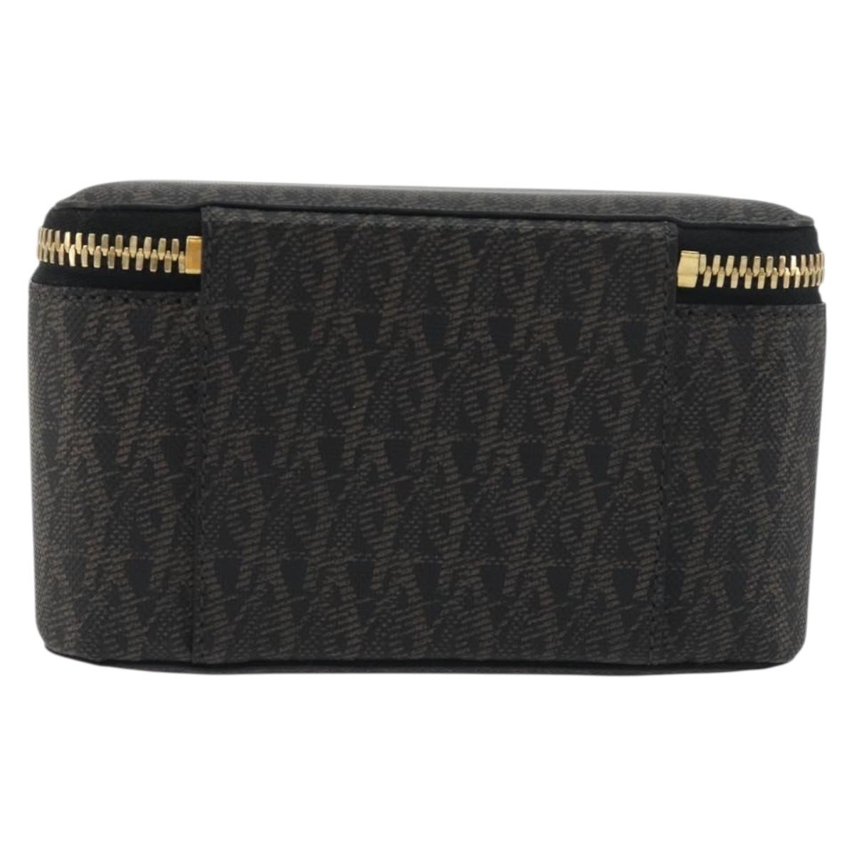 SAINT LAURENT Jewelry Case Accessory Case Canvas Brown Gold 344043 Auth am12314M
