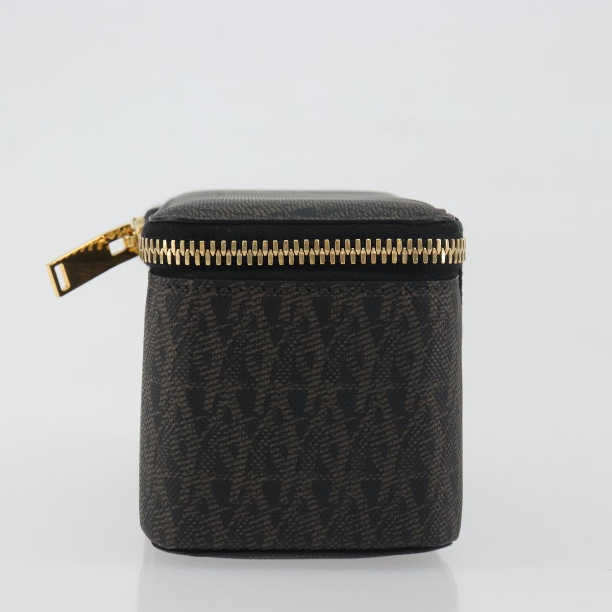 SAINT LAURENT Jewelry Case Accessory Case Canvas Brown Gold 344043 Auth am12314M