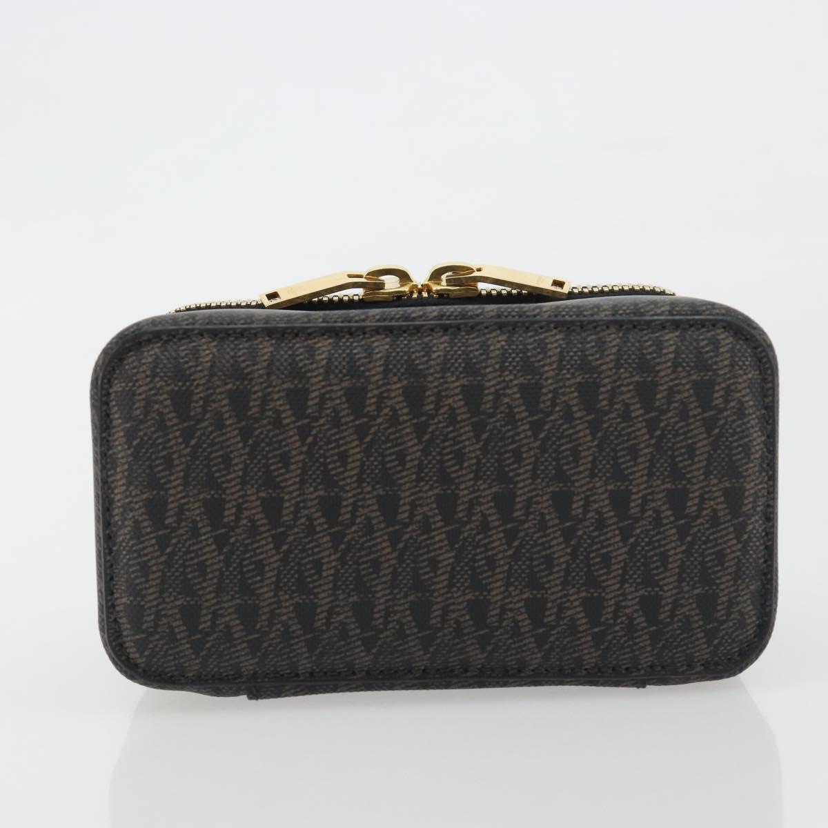 SAINT LAURENT Jewelry Case Accessory Case Canvas Brown Gold 344043 Auth am12314M