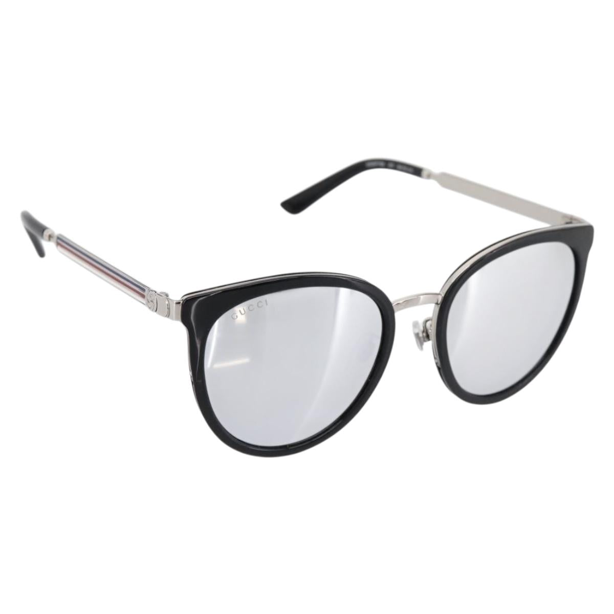 GUCCI Interlocking G Shelly Sunglasses Metal Black Silver Auth am12315M