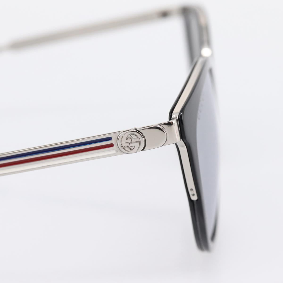 GUCCI Interlocking G Shelly Sunglasses Metal Black Silver Auth am12315M