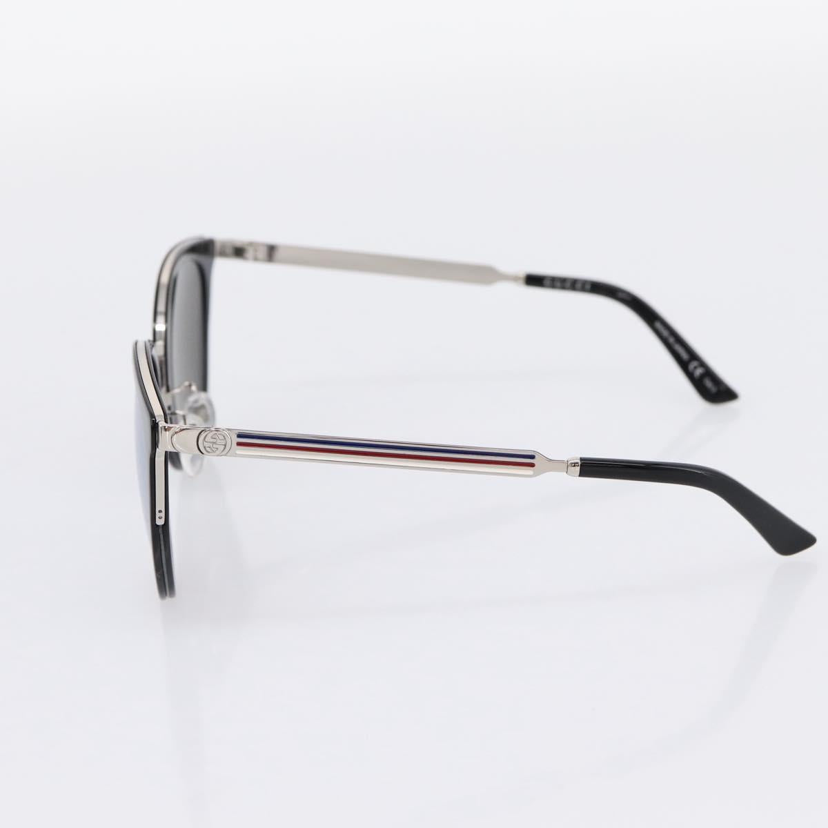 GUCCI Interlocking G Shelly Sunglasses Metal Black Silver Auth am12315M
