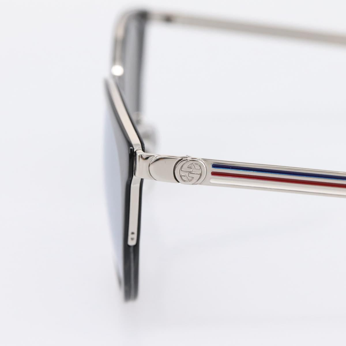 GUCCI Interlocking G Shelly Sunglasses Metal Black Silver Auth am12315M