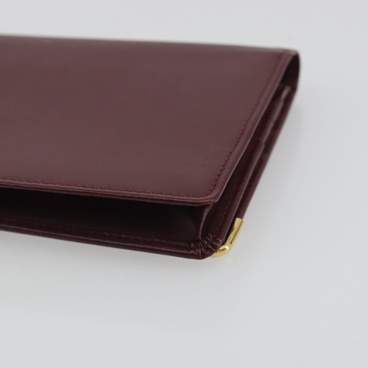 CARTIER Must Line Long Wallet Leather Bordeaux Gold Auth am12322V