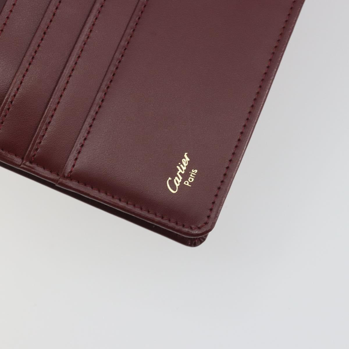 CARTIER Must Line Long Wallet Leather Bordeaux Gold Auth am12322V