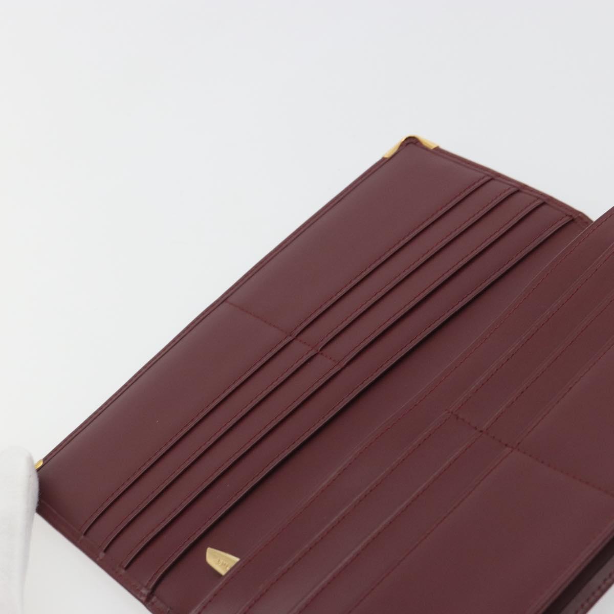CARTIER Must Line Long Wallet Leather Bordeaux Gold Auth am12322V