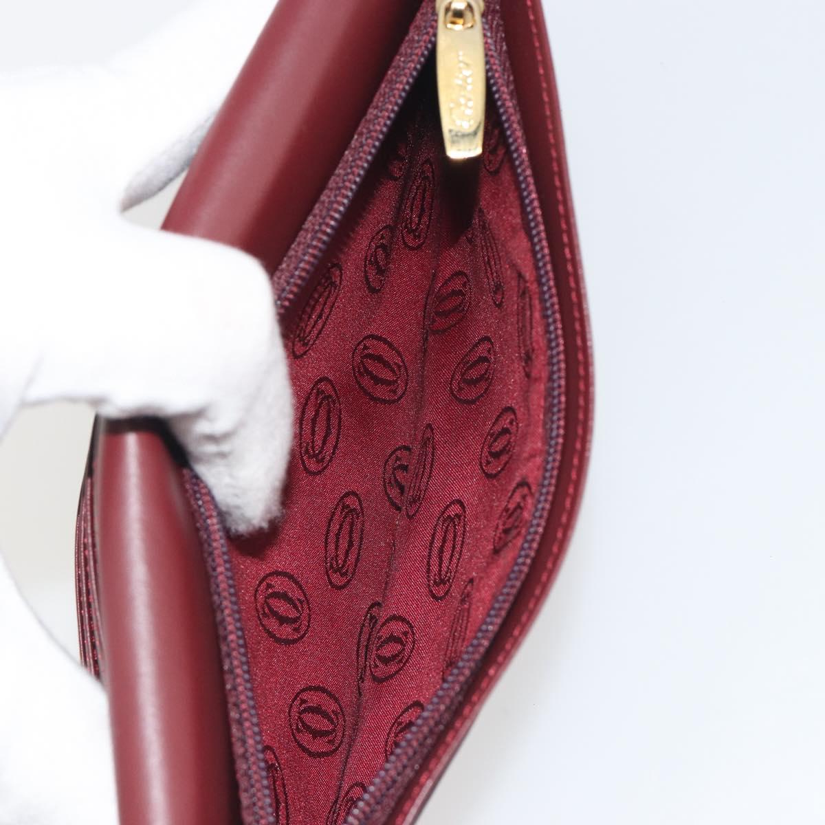 CARTIER Must Line Long Wallet Leather Bordeaux Gold Auth am12322V