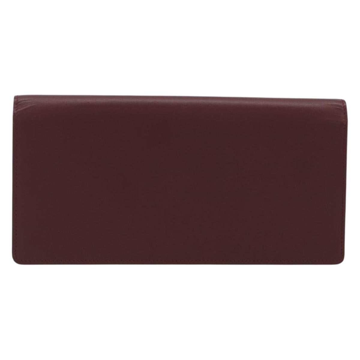 CARTIER Must Line Long Wallet Leather Bordeaux Gold Auth am12322V