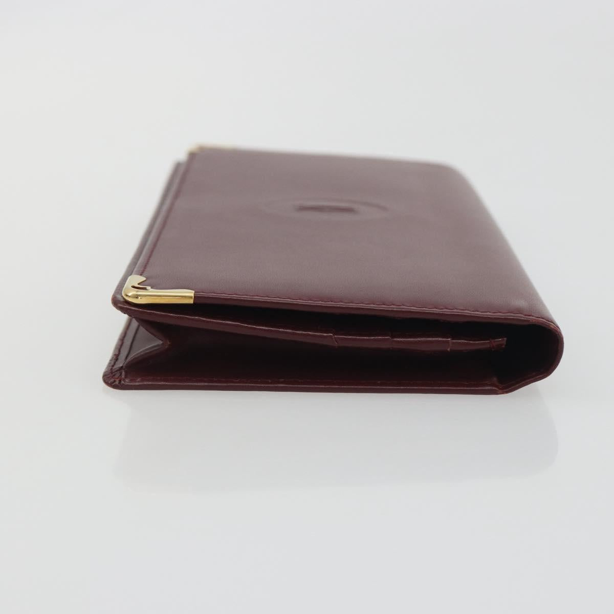 CARTIER Must Line Long Wallet Leather Bordeaux Gold Auth am12322V