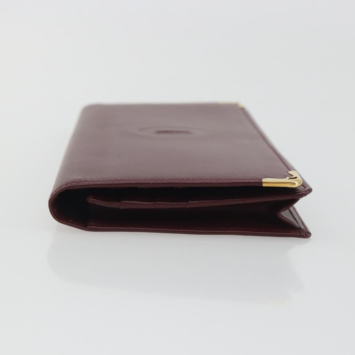 CARTIER Must Line Long Wallet Leather Bordeaux Gold Auth am12322V