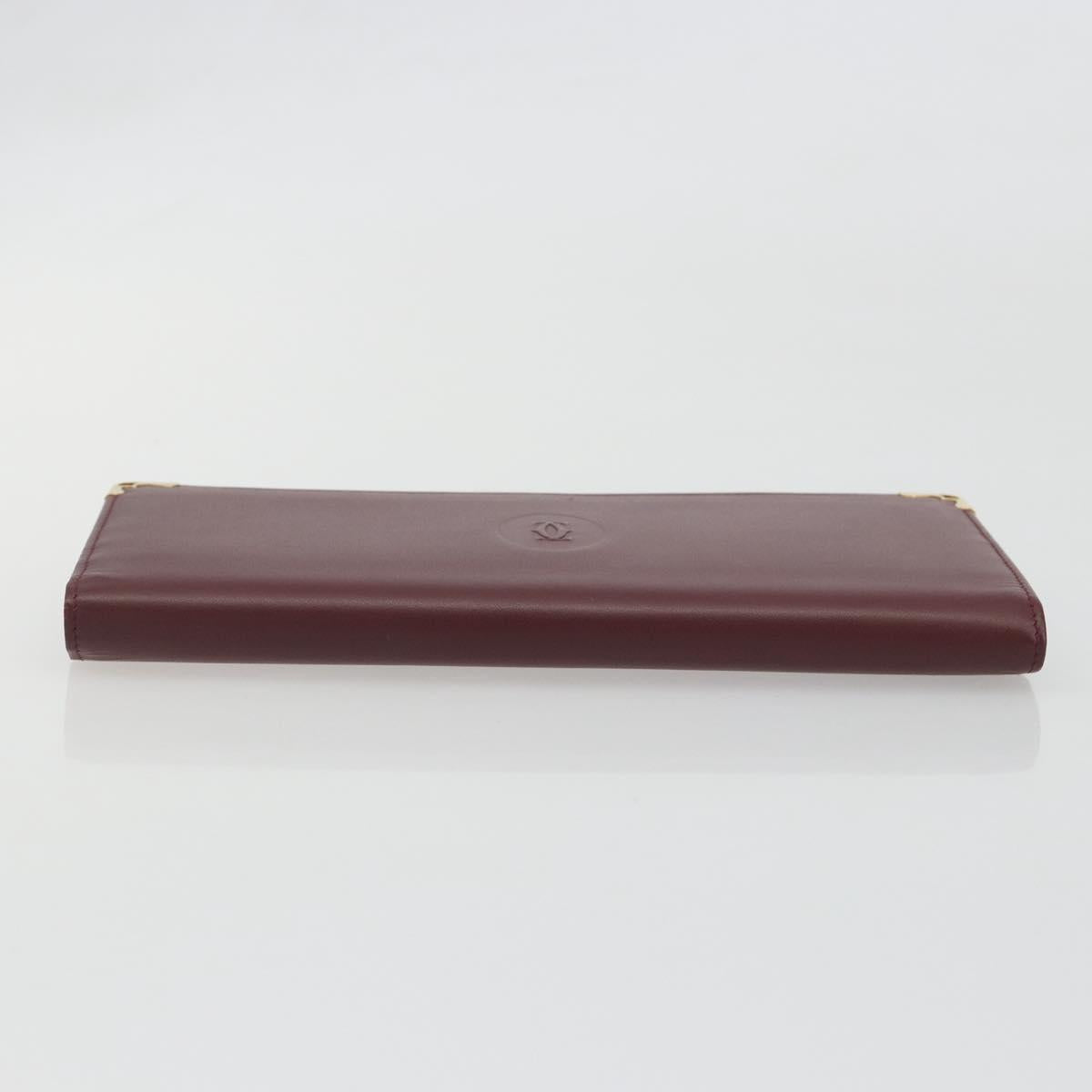 CARTIER Must Line Long Wallet Leather Bordeaux Gold Auth am12322V