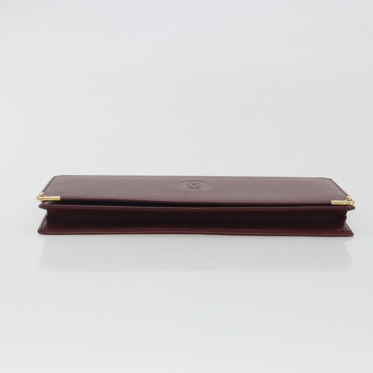 CARTIER Must Line Long Wallet Leather Bordeaux Gold Auth am12322V
