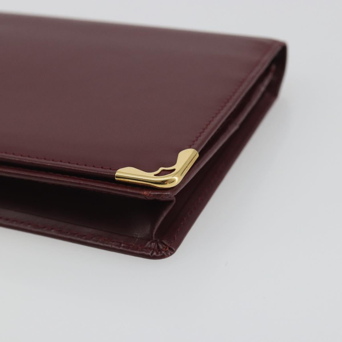 CARTIER Must Line Long Wallet Leather Bordeaux Gold Auth am12322V