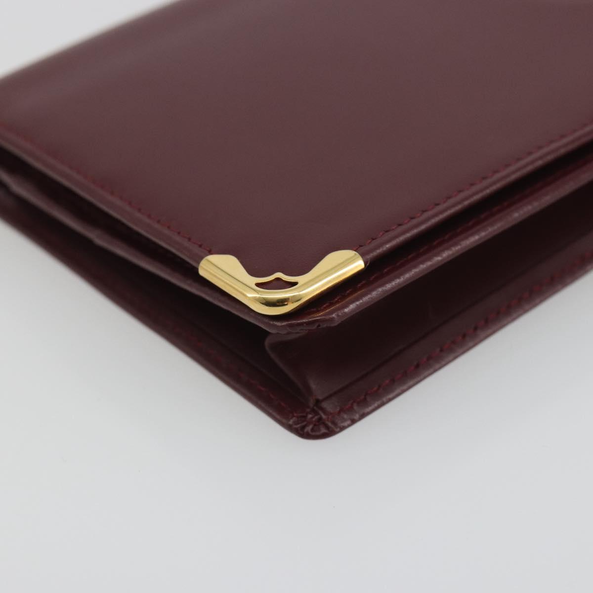 CARTIER Must Line Long Wallet Leather Bordeaux Gold Auth am12322V