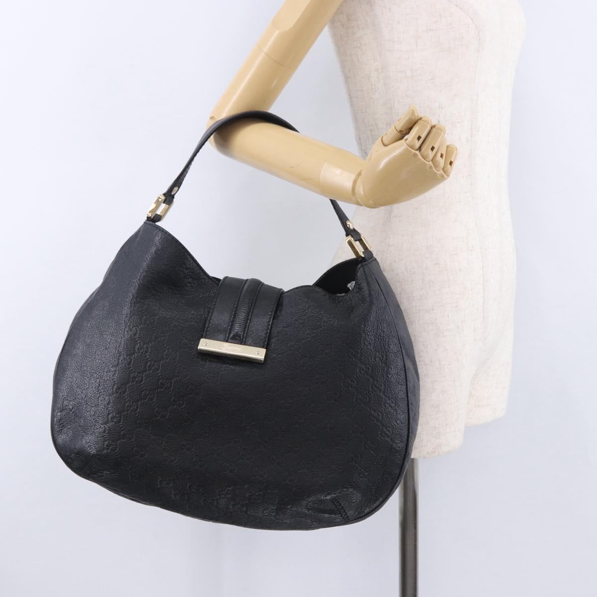 GUCCI GuccissimaGG Shoulder Bag Leather Black Gold Tone 233604 Auth am12324V