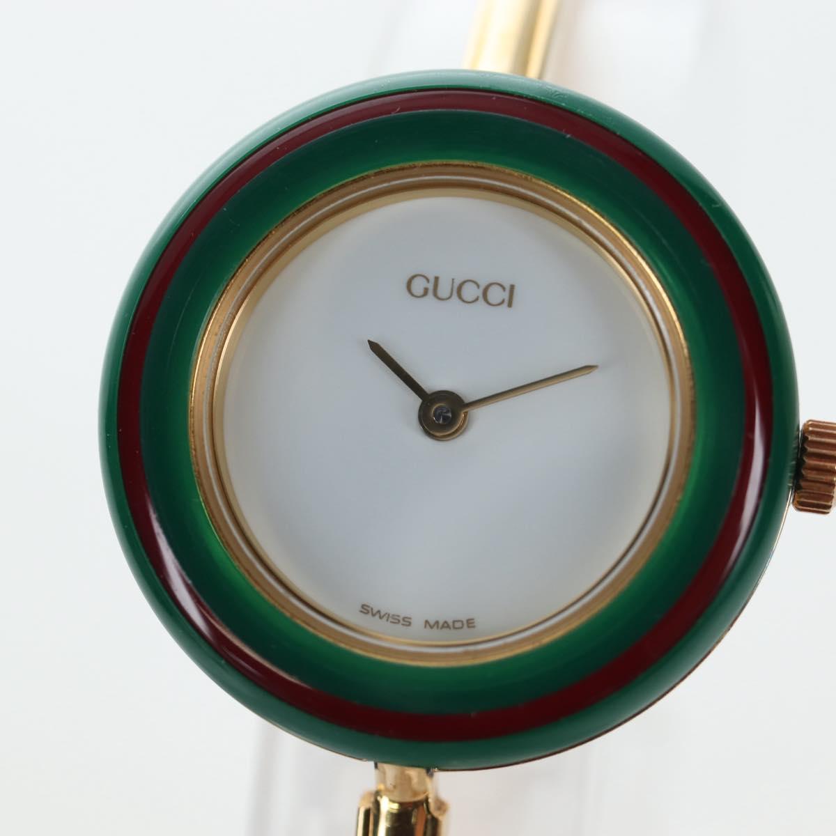 GUCCI Change Vezel Web Sherry Line Watches Metal Gold Auth am12326M