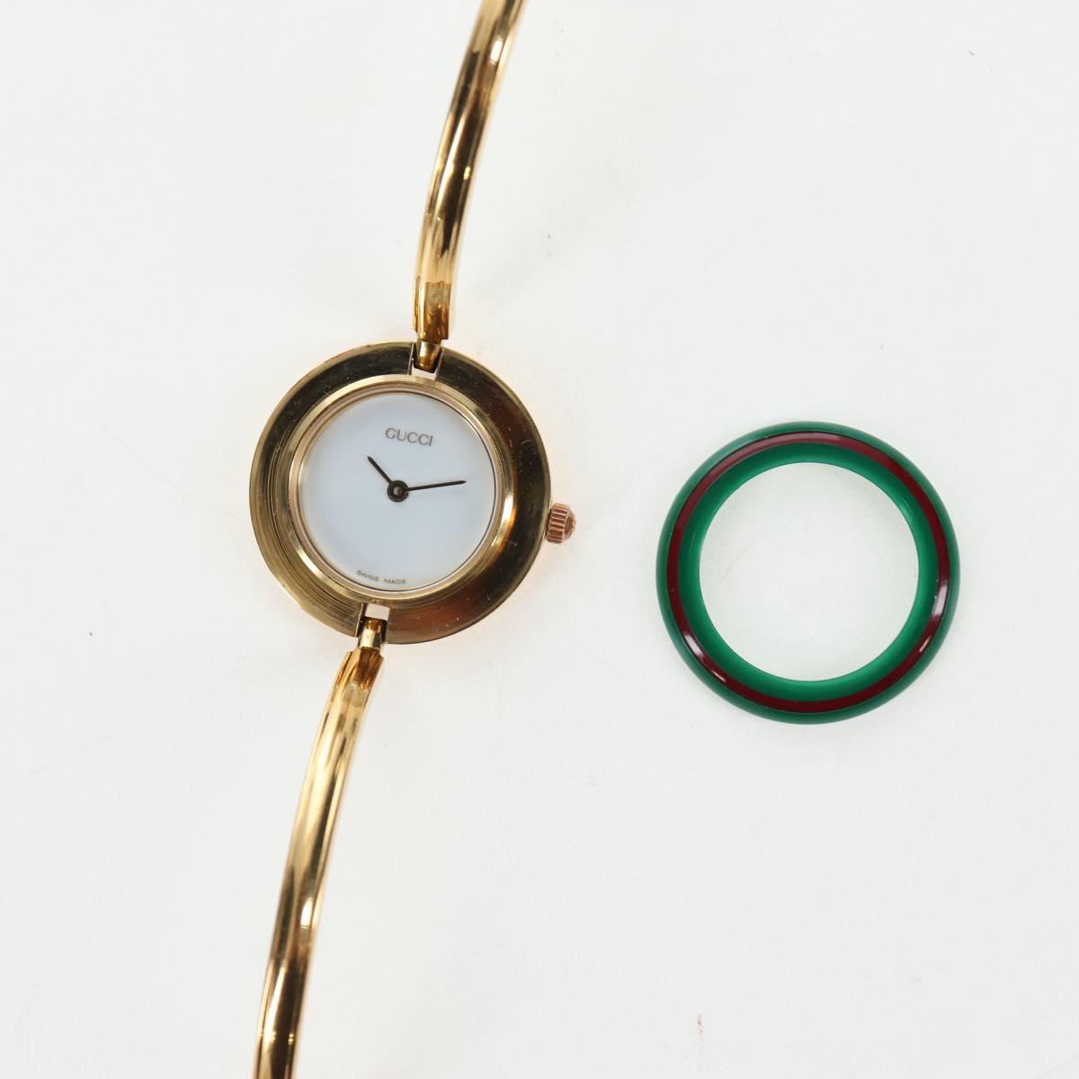 GUCCI Change Vezel Web Sherry Line Watches Metal Gold Auth am12326M