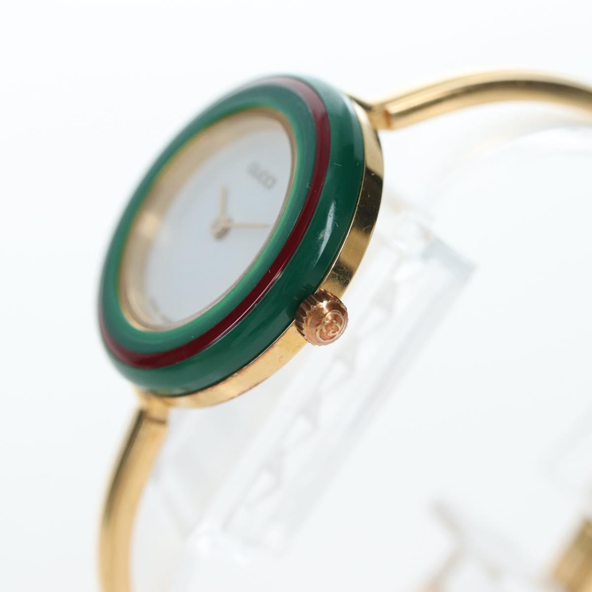 GUCCI Change Vezel Web Sherry Line Watches Metal Gold Auth am12326M