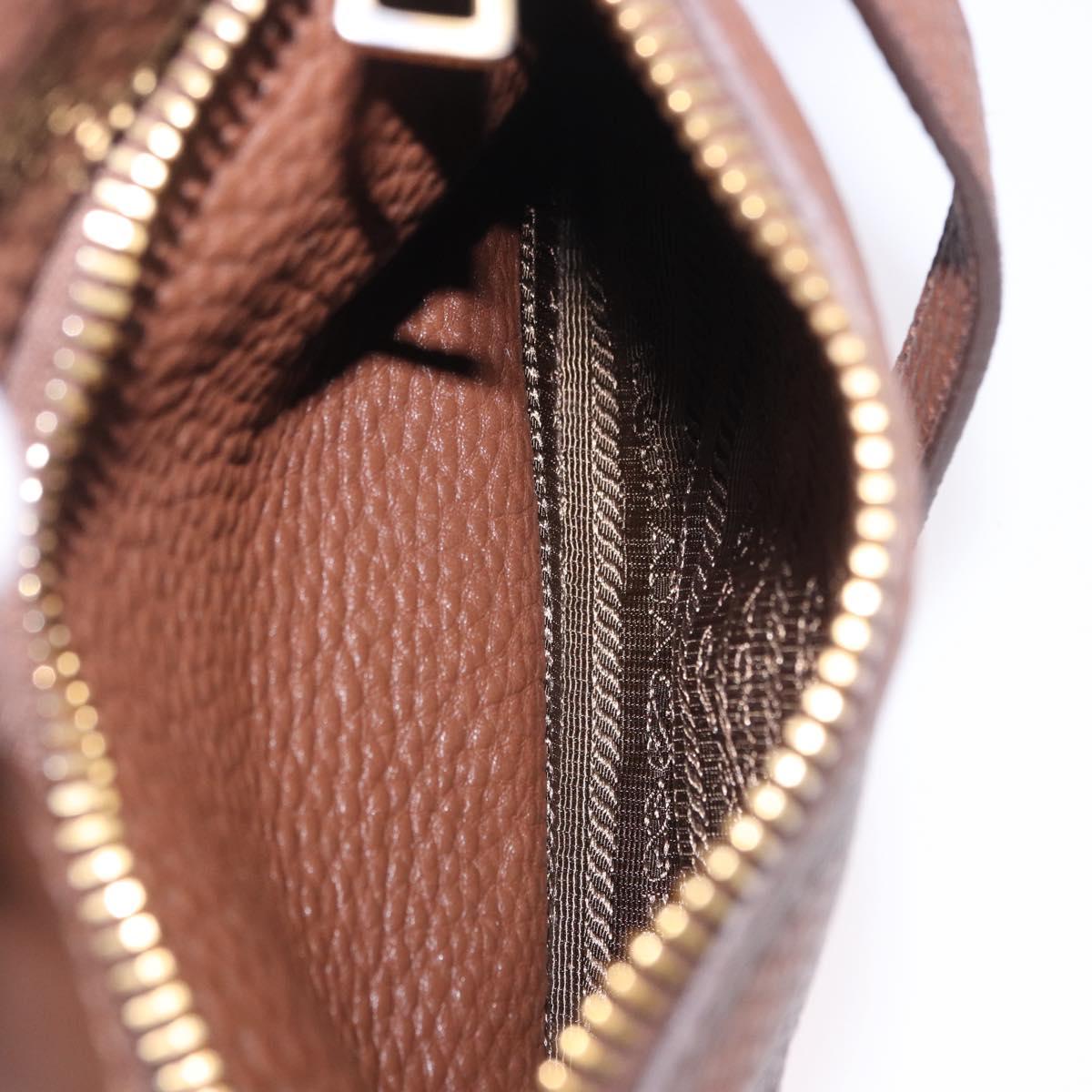 PRADA Hand Bag Taurillon Leather 2way Brown Gold Auth am12327V