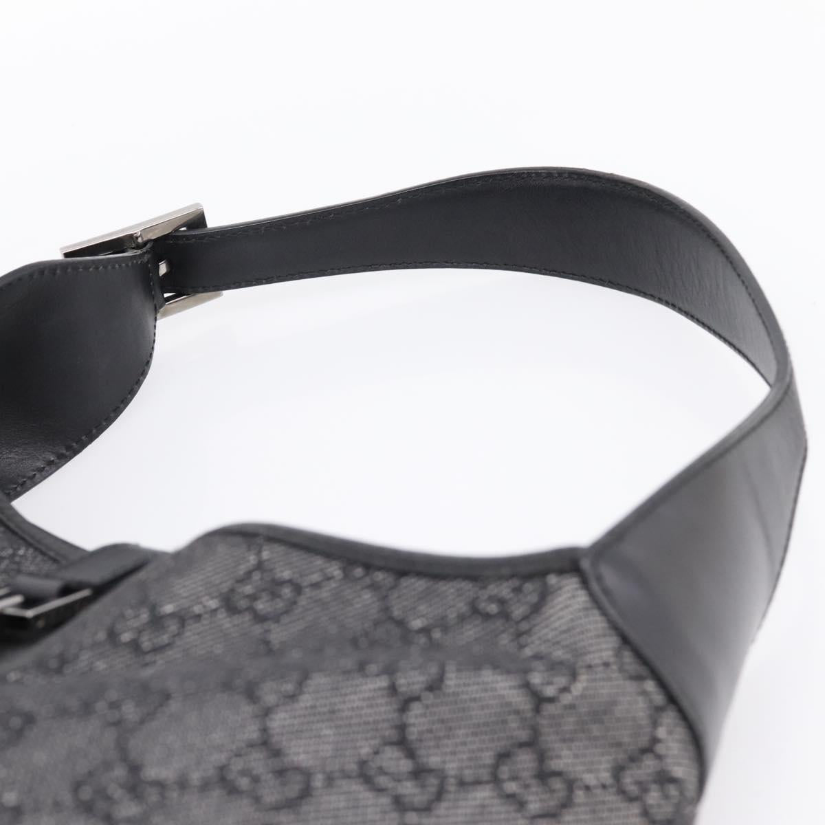 GUCCI GG Canvas Jackie Shoulder Bag Black Silver 00963 Auth am12328V