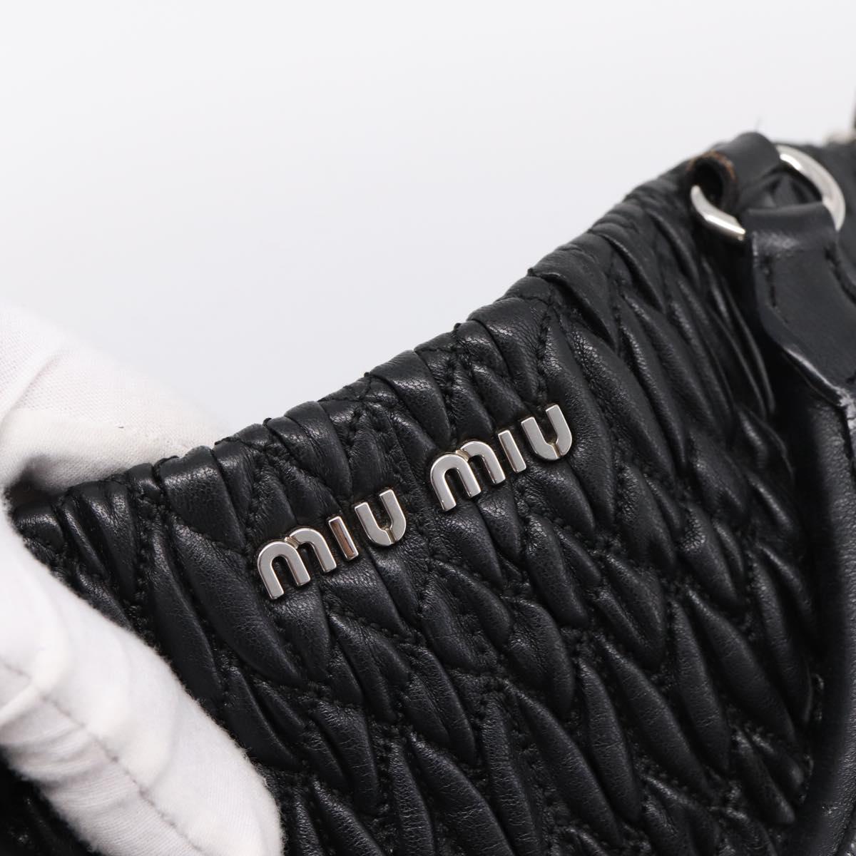 Miu Miu Matelasse Hand Bag Leather 2way Silver Black Auth am12329V