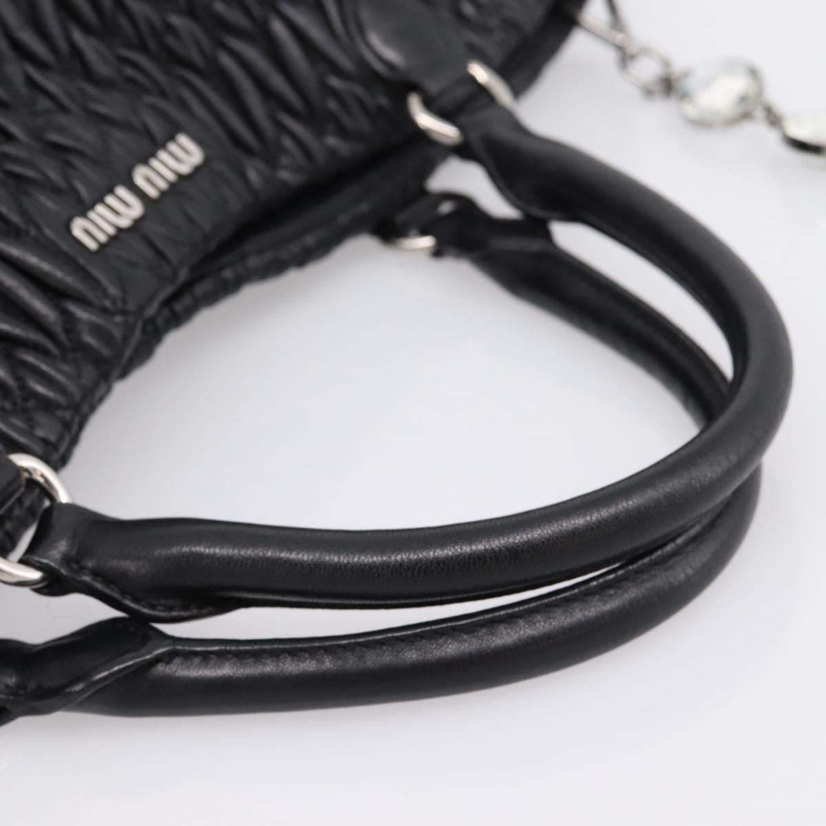 Miu Miu Matelasse Hand Bag Leather 2way Silver Black Auth am12329V