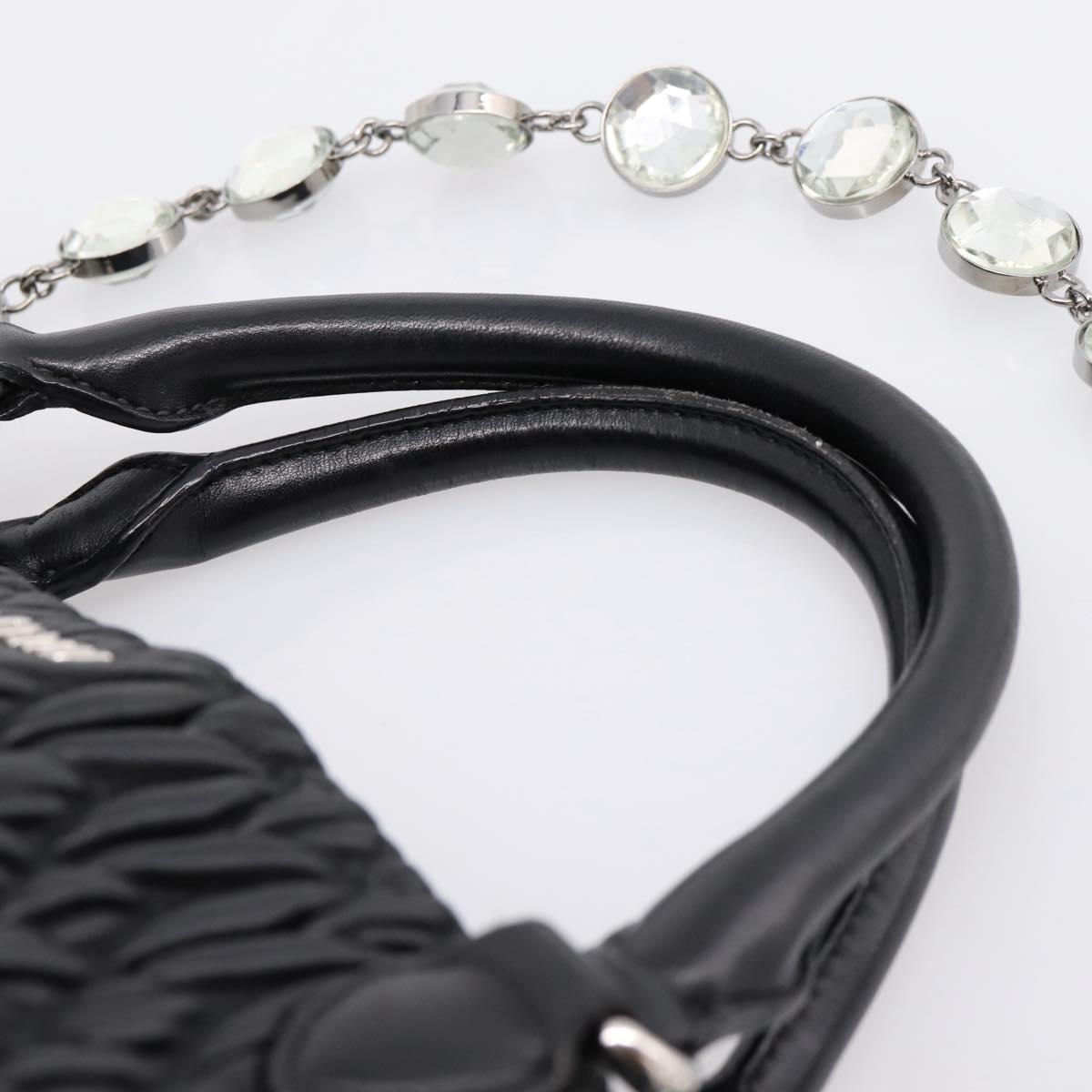 Miu Miu Matelasse Hand Bag Leather 2way Silver Black Auth am12329V