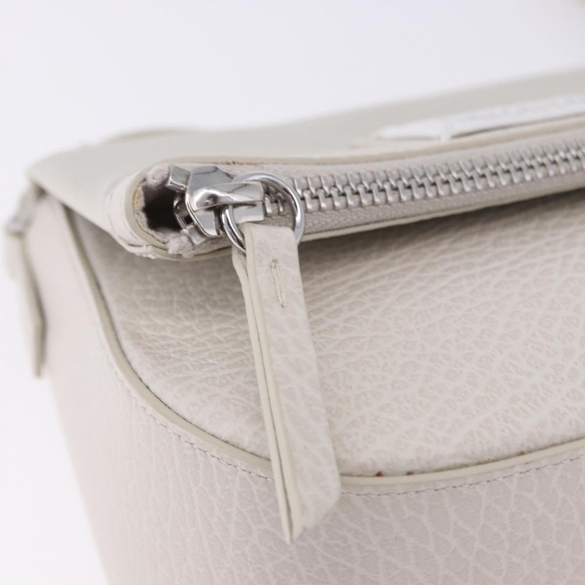 Maison Margiela Shoulder Bag Leather White Silver Auth am12334M