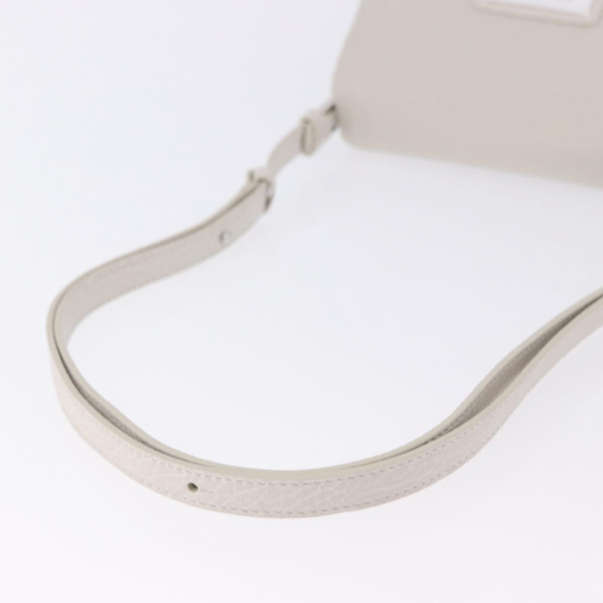 Maison Margiela Shoulder Bag Leather White Silver Auth am12334M