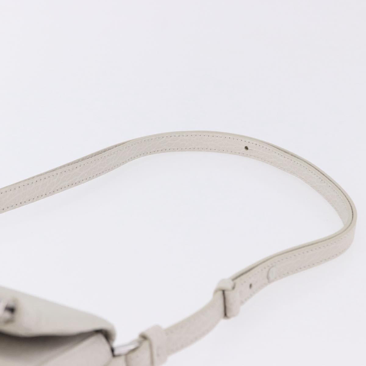 Maison Margiela Shoulder Bag Leather White Silver Auth am12334M