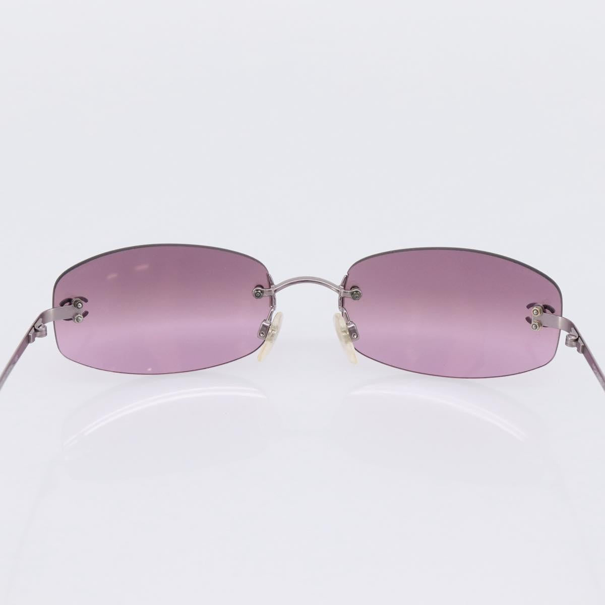 CHANEL CC Rimless Sunglasses Metal Purple Silver CC Auth am12336M