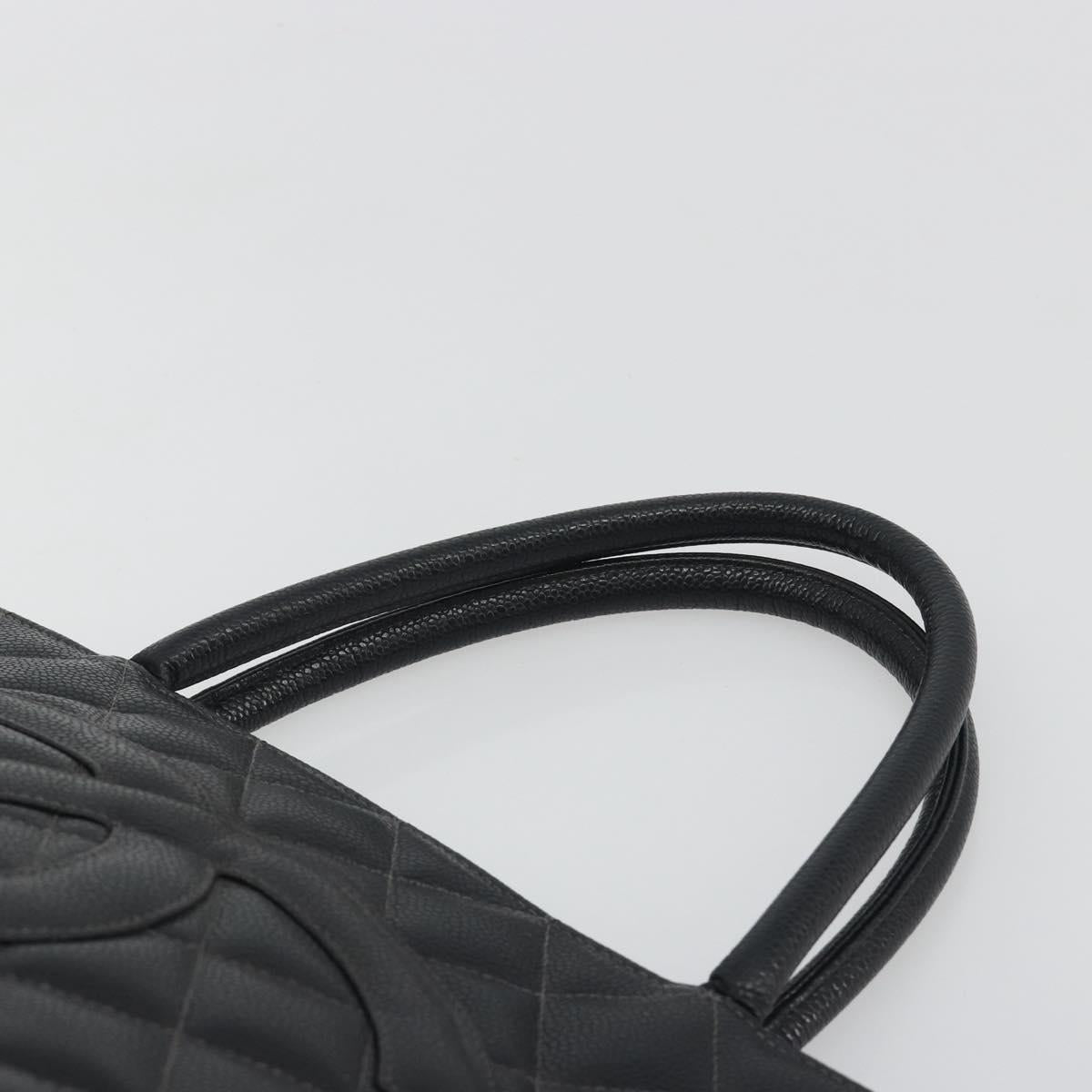 CHANEL Standard Tote Bag Caviar Skin Black Gold CC Auth am12339SAM