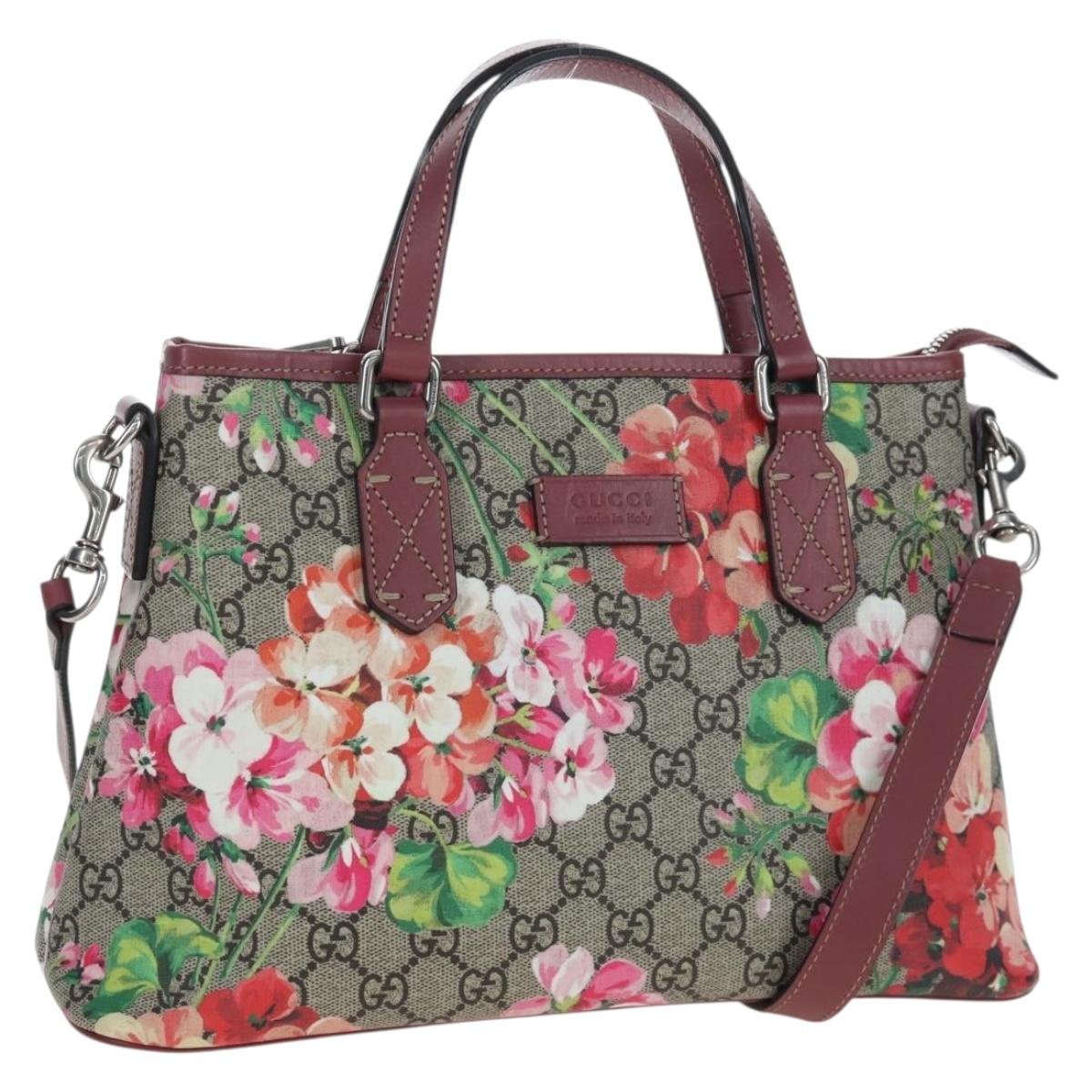 GUCCI GG Blooms Floral Hand Bag PVC Leather Beige Pink 429019 Auth am12340V