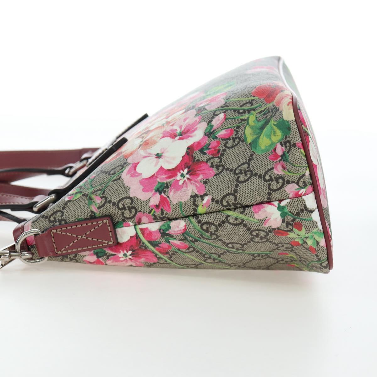 GUCCI GG Blooms Floral Hand Bag PVC Leather Beige Pink 429019 Auth am12340V