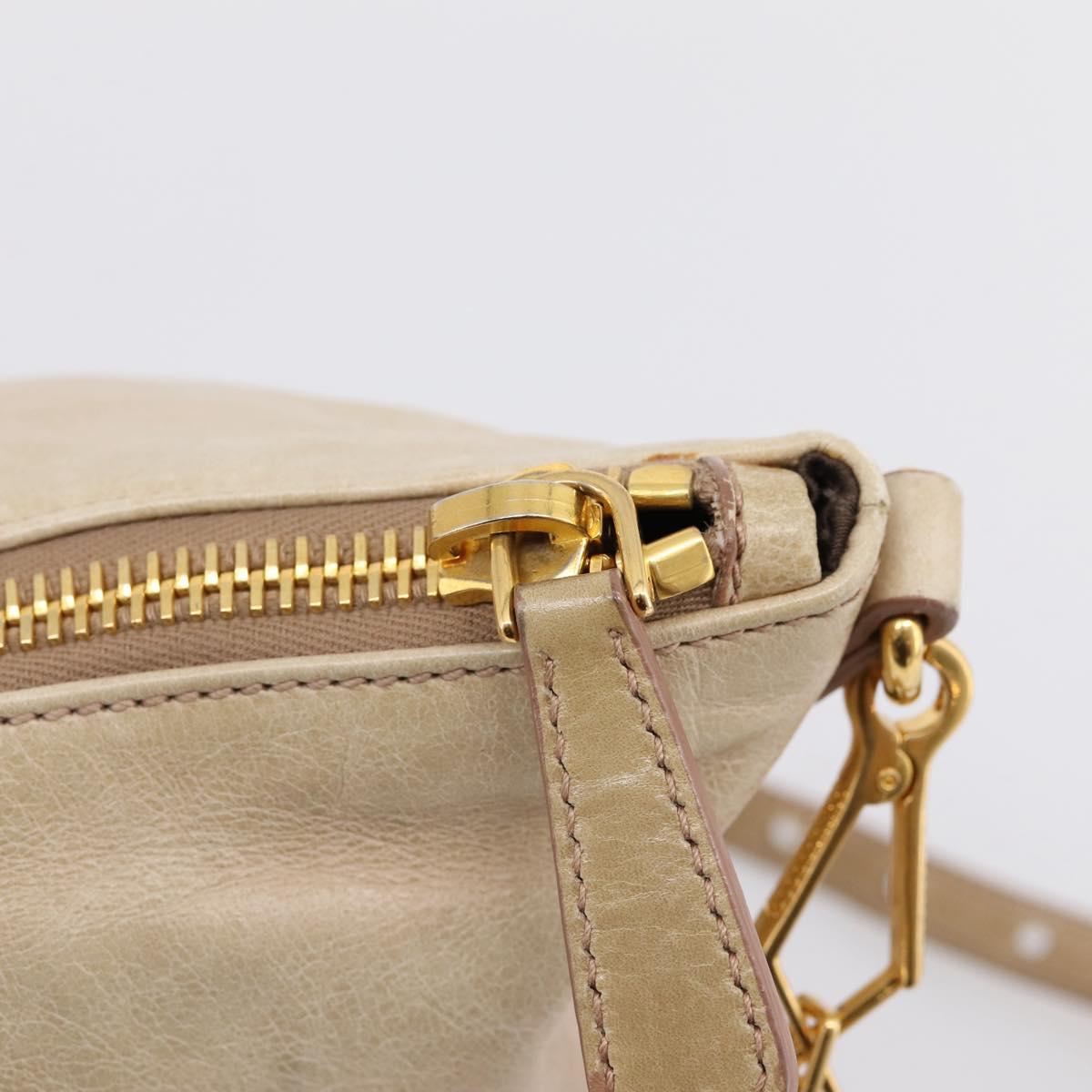Miu Miu Hand Bag Leather 2way Beige Gold Auth am12341V