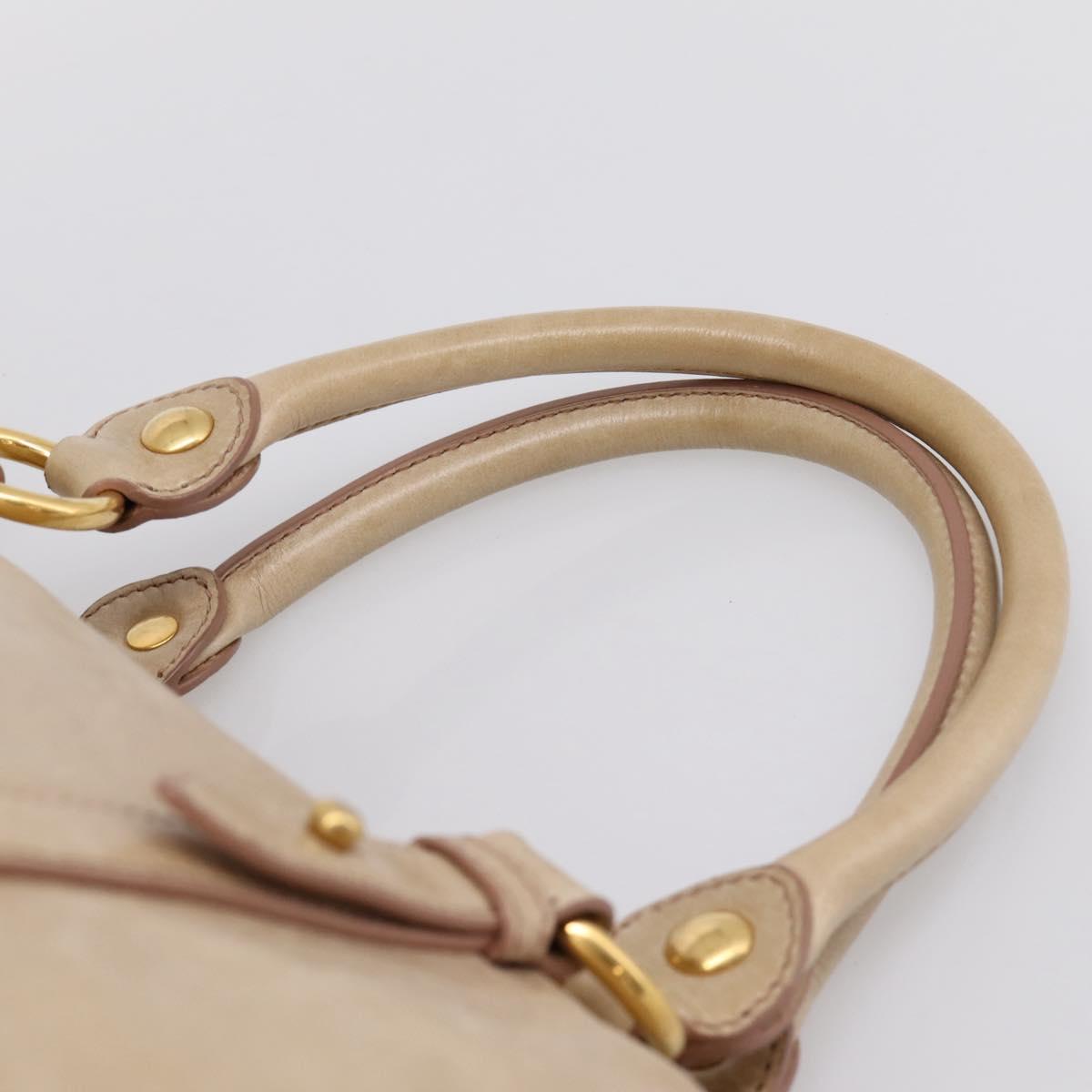 Miu Miu Hand Bag Leather 2way Beige Gold Auth am12341V