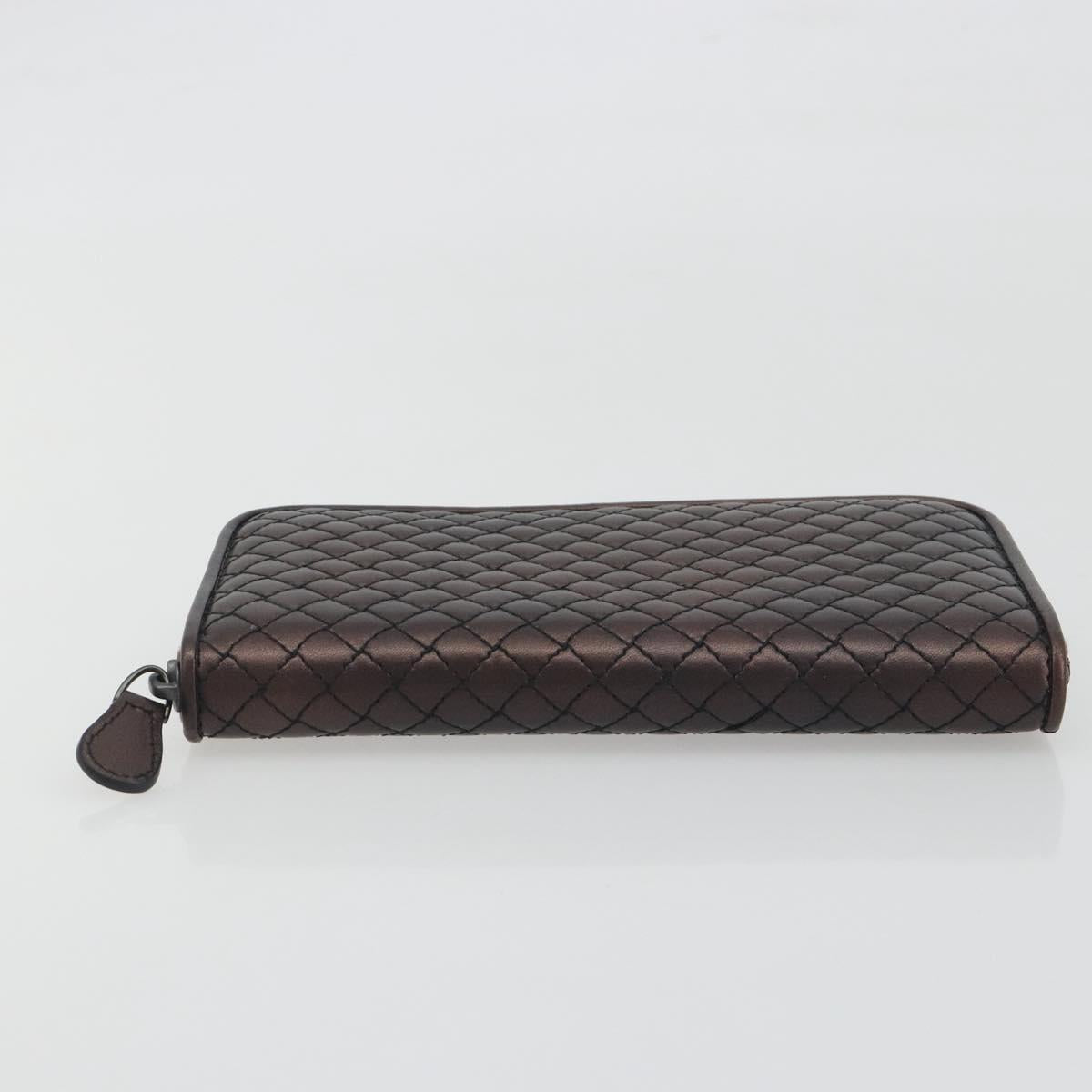 BOTTEGA VENETA Round Long Wallet Leather Brown Auth am12343V