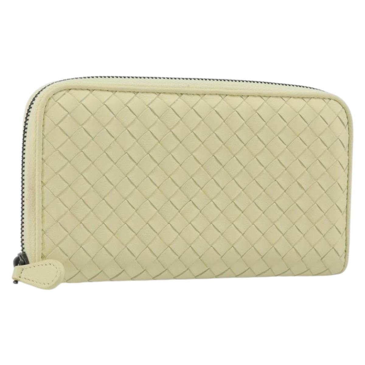 BOTTEGA VENETA INTRECCIATO Round Long Wallet Leather Yellow Auth am12344V