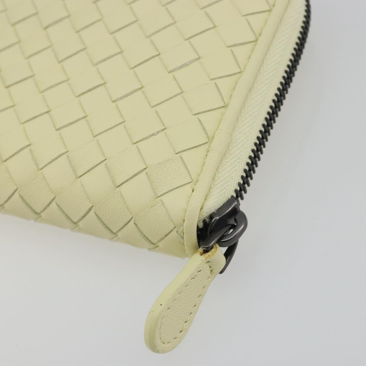 BOTTEGA VENETA INTRECCIATO Round Long Wallet Leather Yellow Auth am12344V
