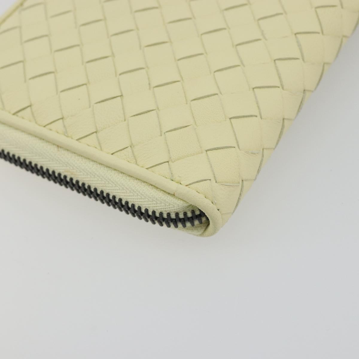 BOTTEGA VENETA INTRECCIATO Round Long Wallet Leather Yellow Auth am12344V