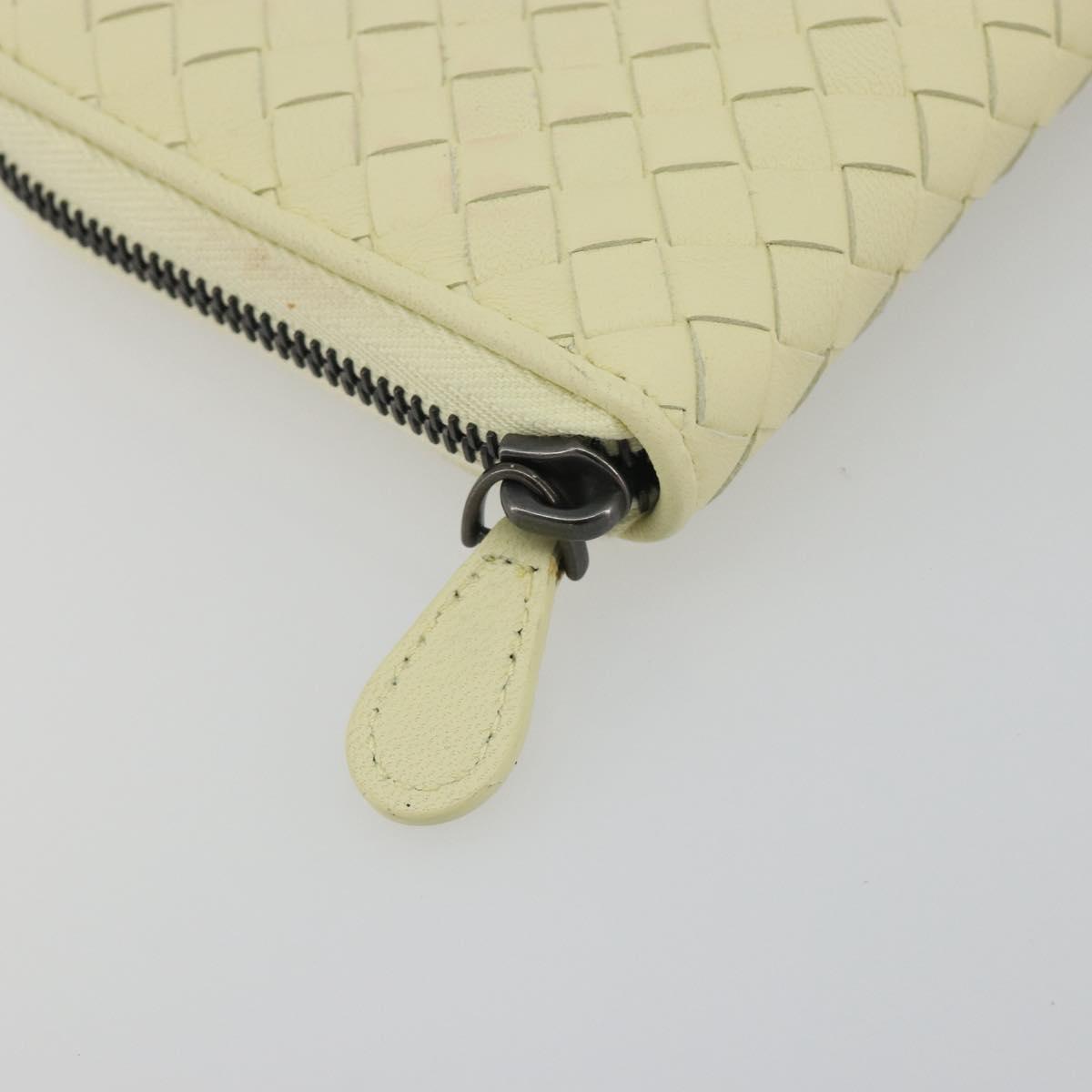BOTTEGA VENETA INTRECCIATO Round Long Wallet Leather Yellow Auth am12344V