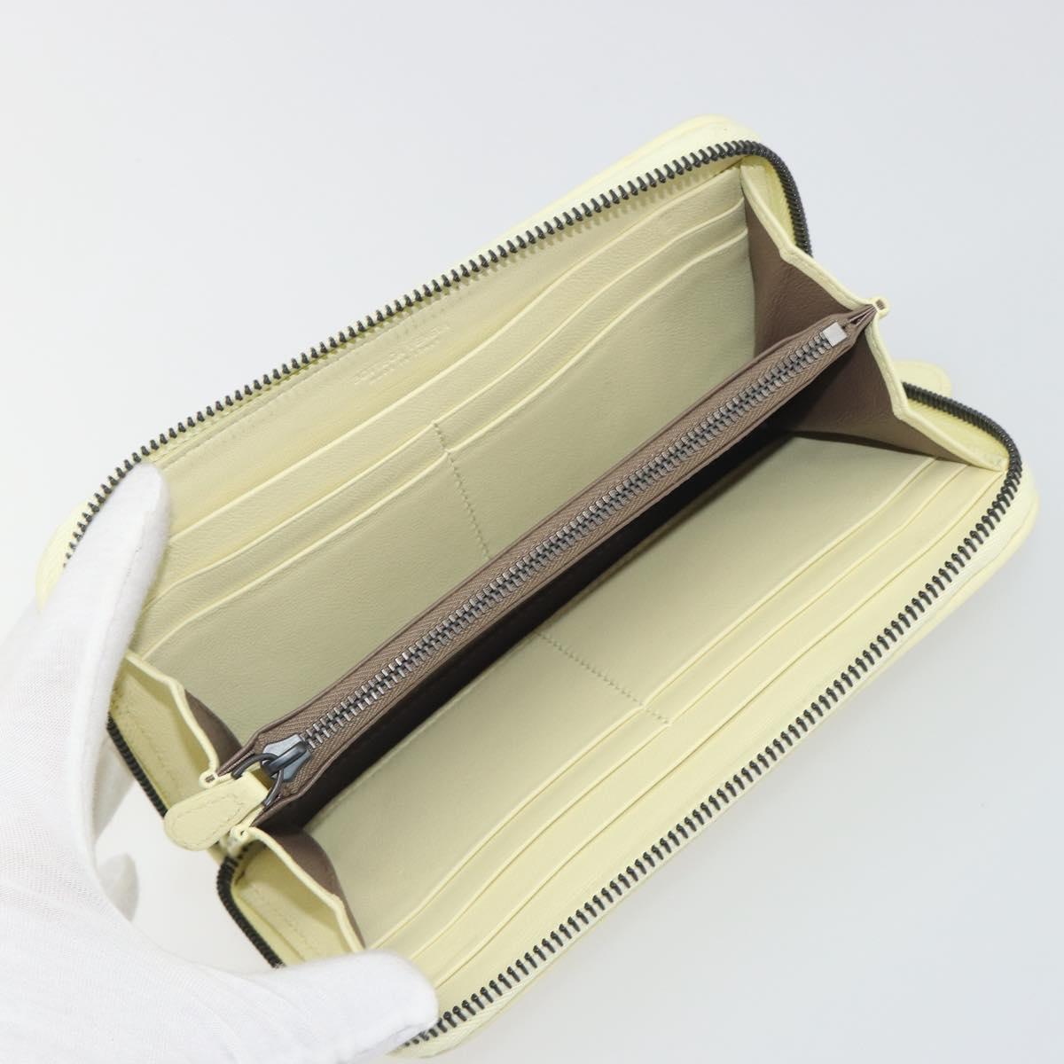 BOTTEGA VENETA INTRECCIATO Round Long Wallet Leather Yellow Auth am12344V