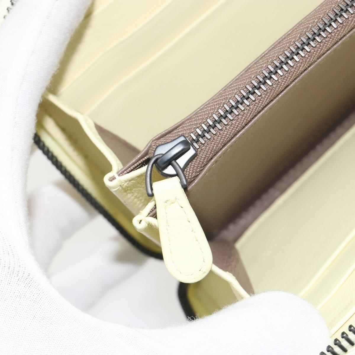 BOTTEGA VENETA INTRECCIATO Round Long Wallet Leather Yellow Auth am12344V