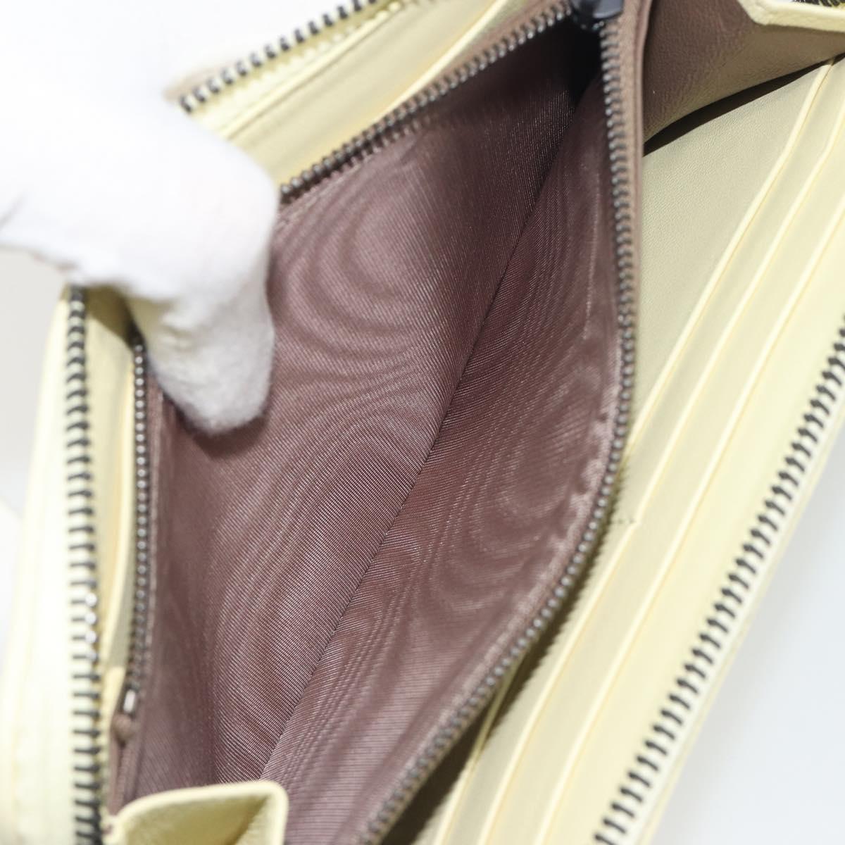 BOTTEGA VENETA INTRECCIATO Round Long Wallet Leather Yellow Auth am12344V