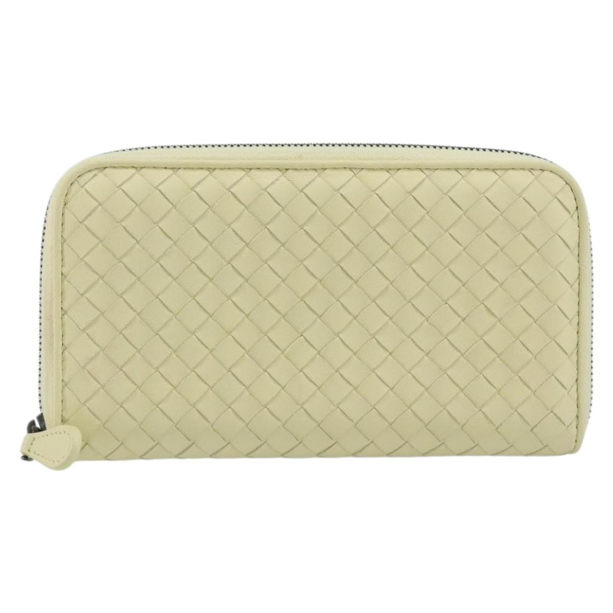 BOTTEGA VENETA INTRECCIATO Round Long Wallet Leather Yellow Auth am12344V