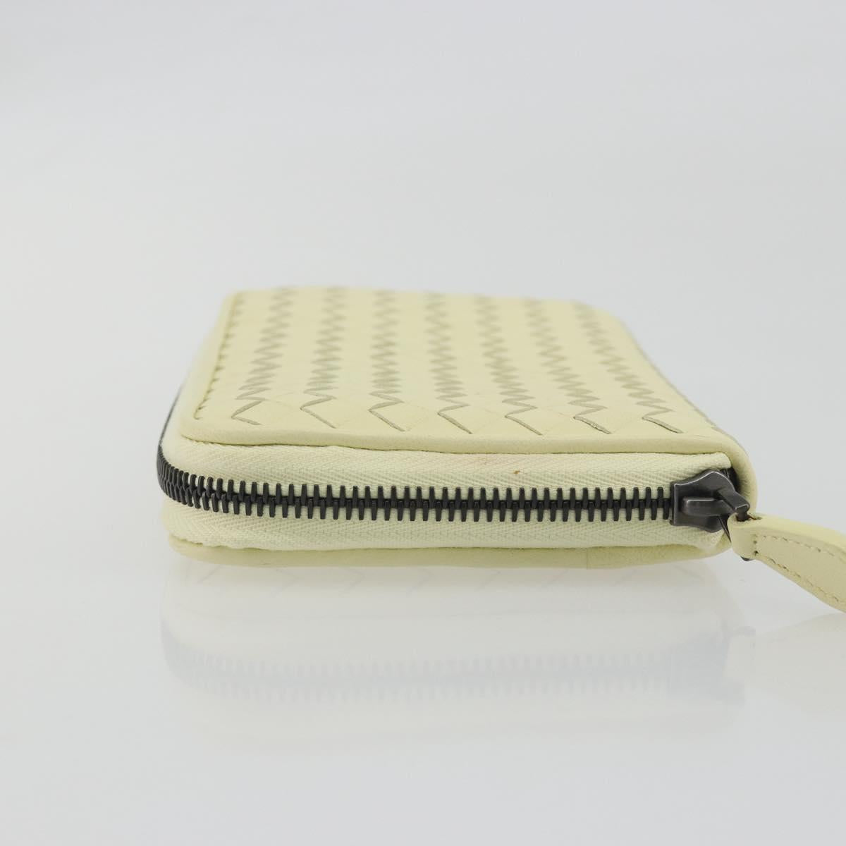 BOTTEGA VENETA INTRECCIATO Round Long Wallet Leather Yellow Auth am12344V